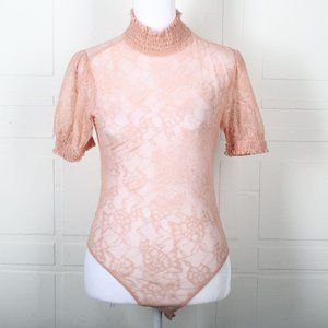 Forever 21 Lace Bodysuit Coral Turtleneck